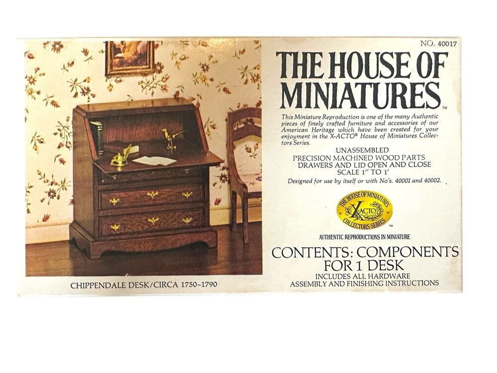 Vintage The House of Miniatures Dollhouse Chippendale Desk Kit #40017